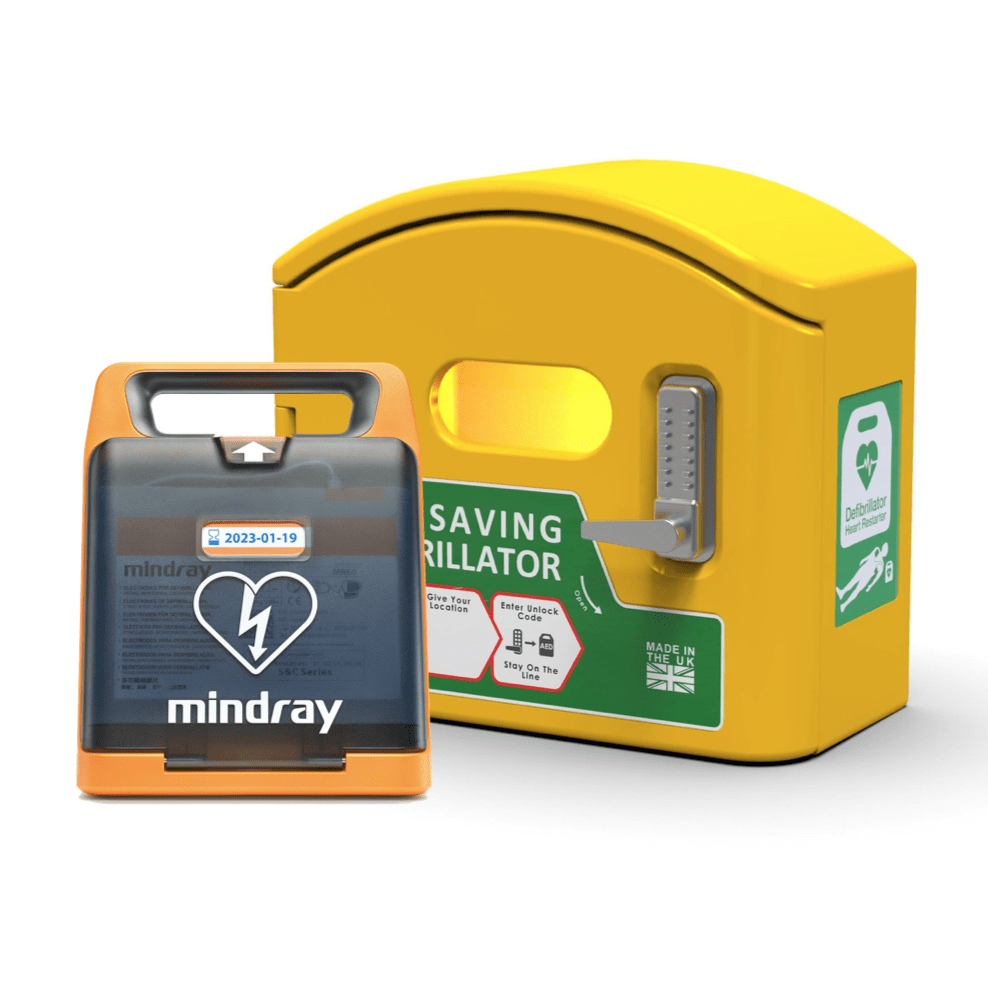 C2 Mindray BeneHeart Defibrillator & Locked DefibCaddy Outdoor Cabinet Package