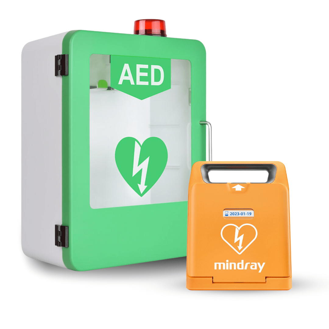 C1A Mindray BeneHeart Defibrillator & AED Unlocked Cabinet with Alarm Package