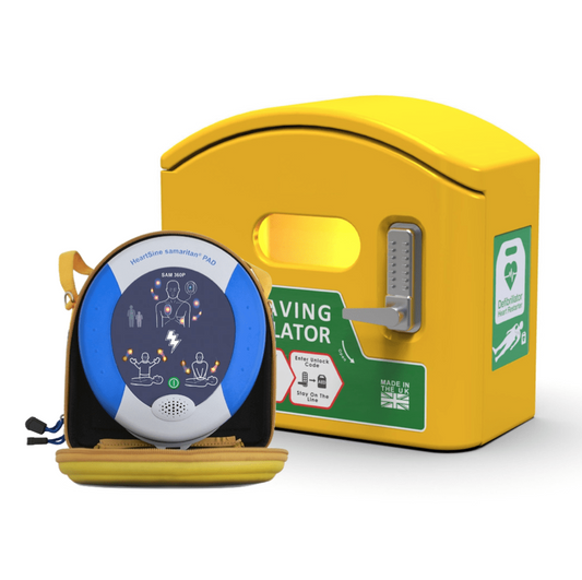 HeartSine Samaritan PAD 360p Defibrillator & DefibCaddy Outdoor Unlocked Cabinet